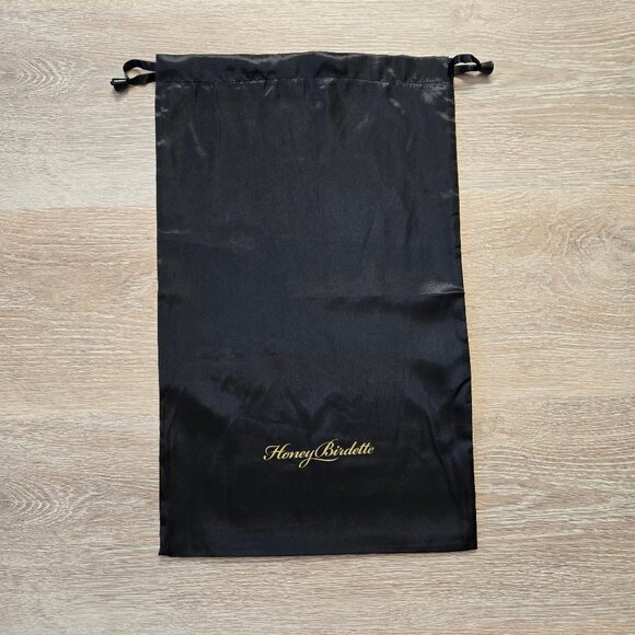 Honey Birdette Large Black Satin Drawstring Dust Bag Travel Storage Pouch NWOT - Picture 4 of 15
